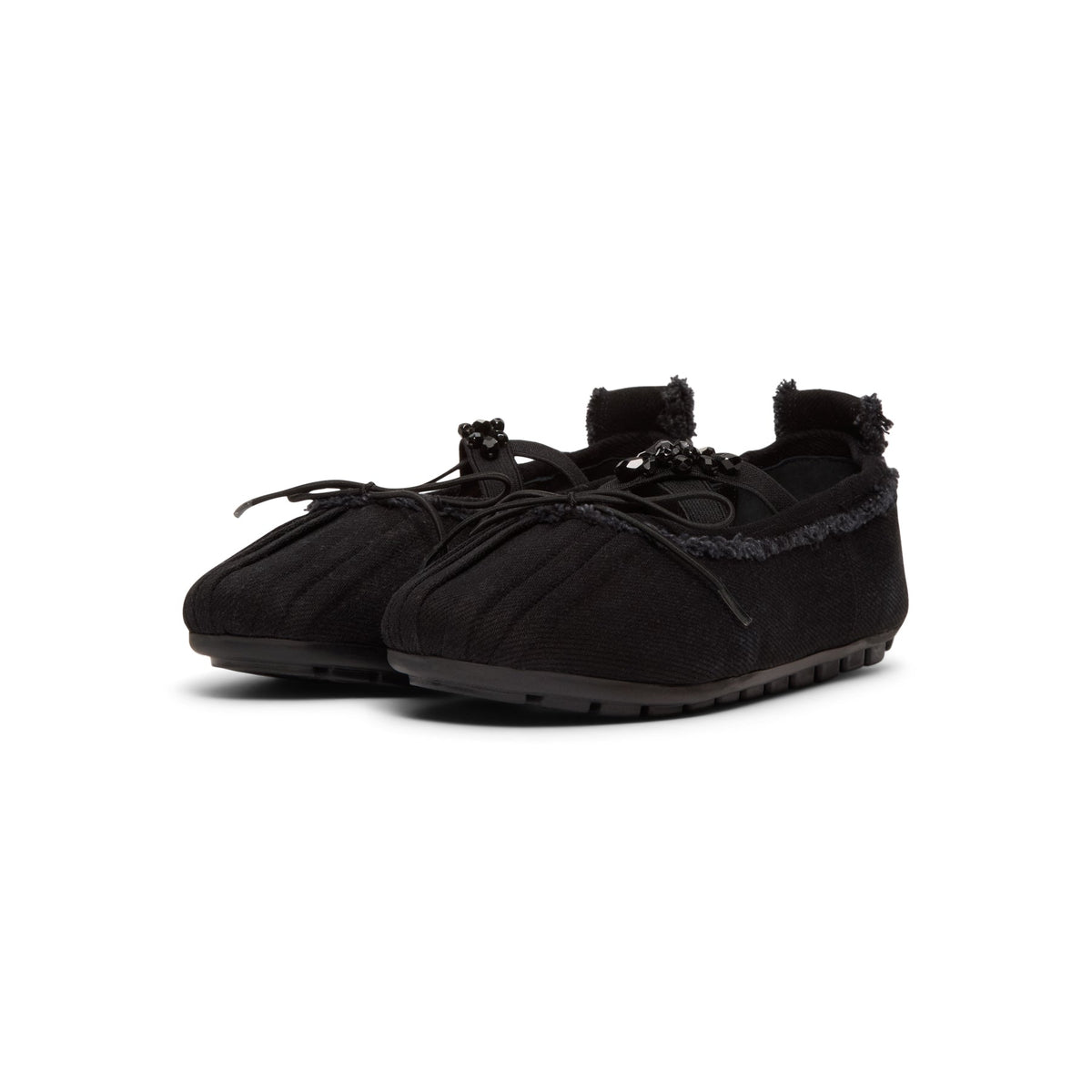 Simone Rocha Embellished Ballerina Grip Flats (Black/Jet) - Image 3