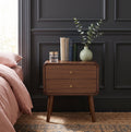 Finn Curved Edge Bedside Table in Walnut