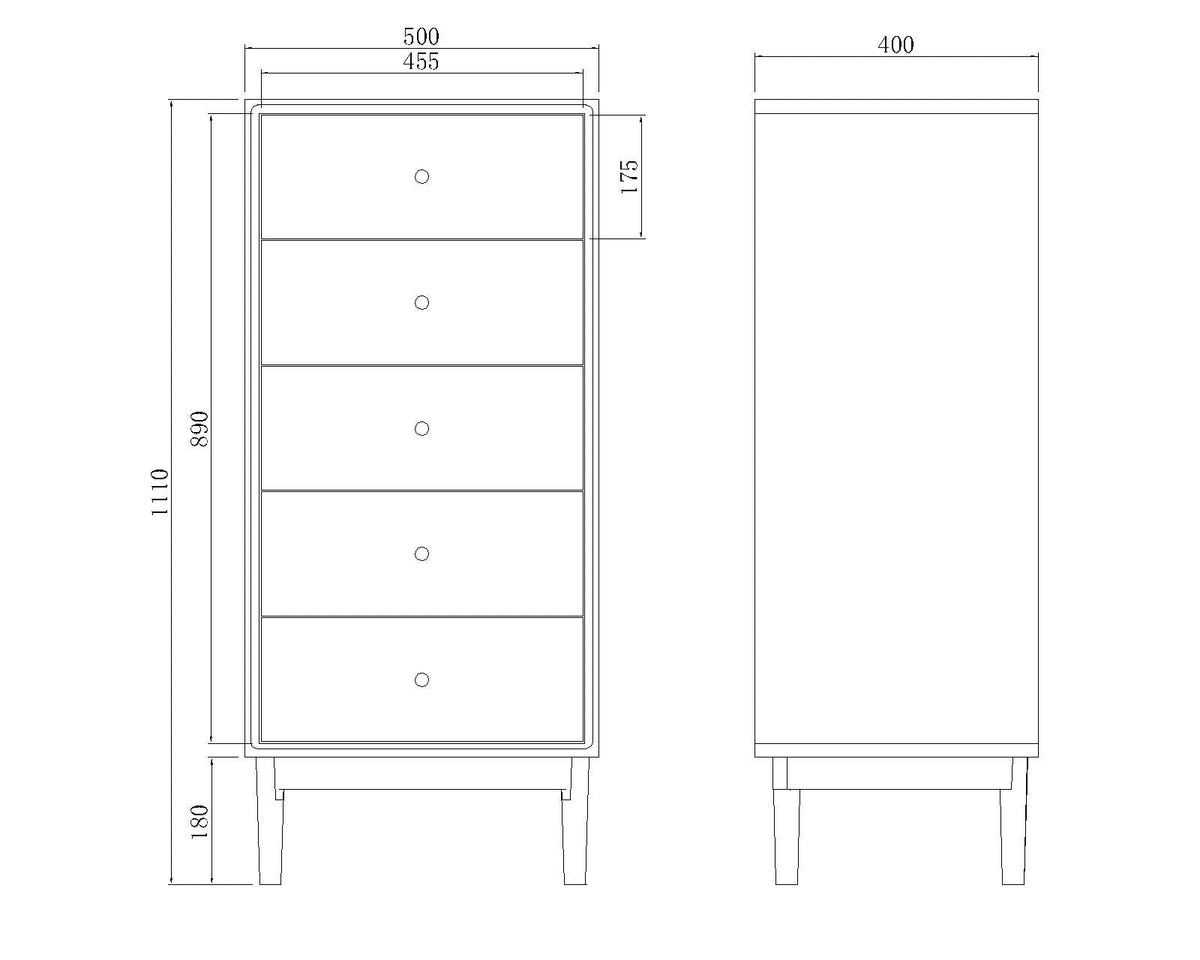 Wright Walnut Tallboy Chest of 5 Drawers - Image 11
