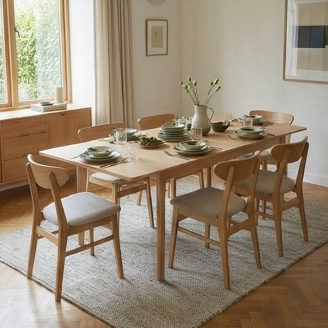 Wright Oak Rectangular Extendable Dining Table - Image 4