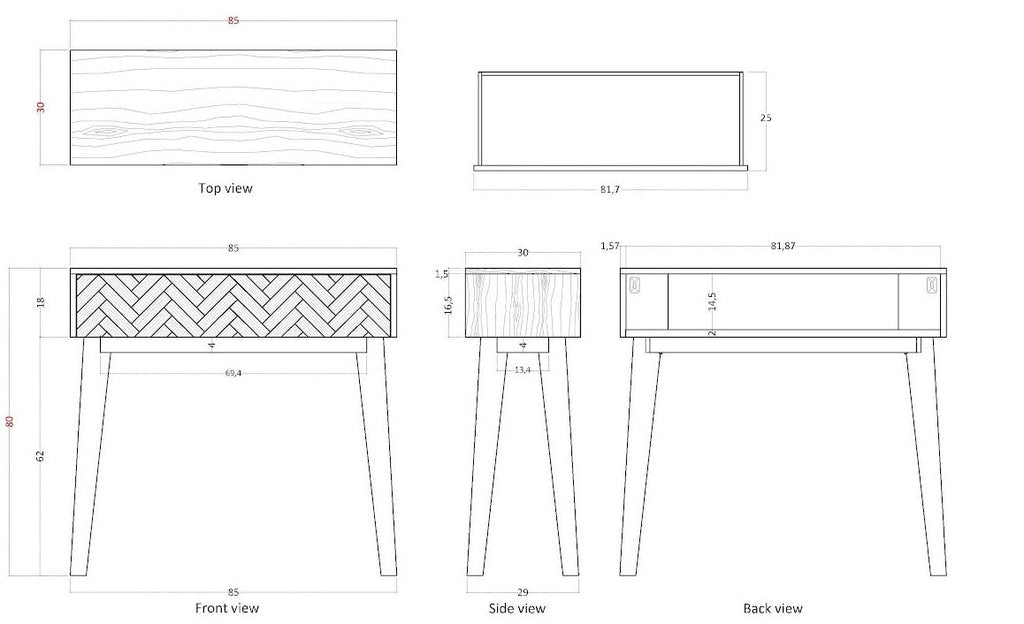 Mid Century Modern Parquet Dressing Table and Desk - Image 9