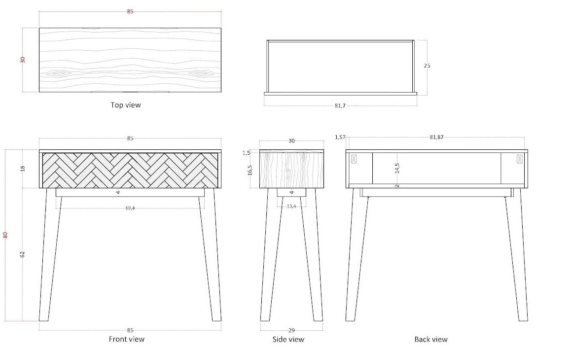 Mid Century Modern Parquet Dressing Table and Desk - Image 9