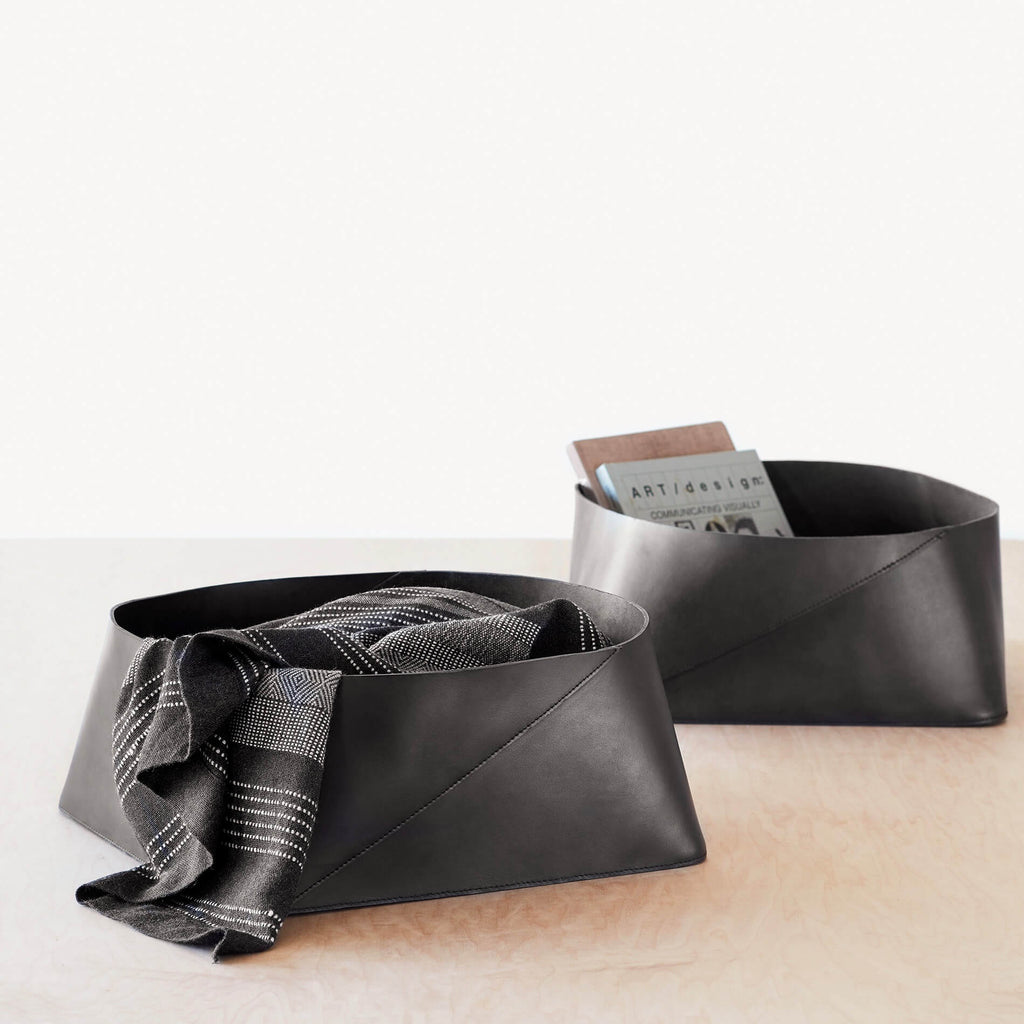 Azad Low Leather Storage Bin - Image 2