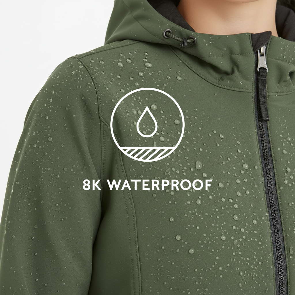 Enya Womens Longline Waterproof Softshell Jacket - Dark Green - Image 7