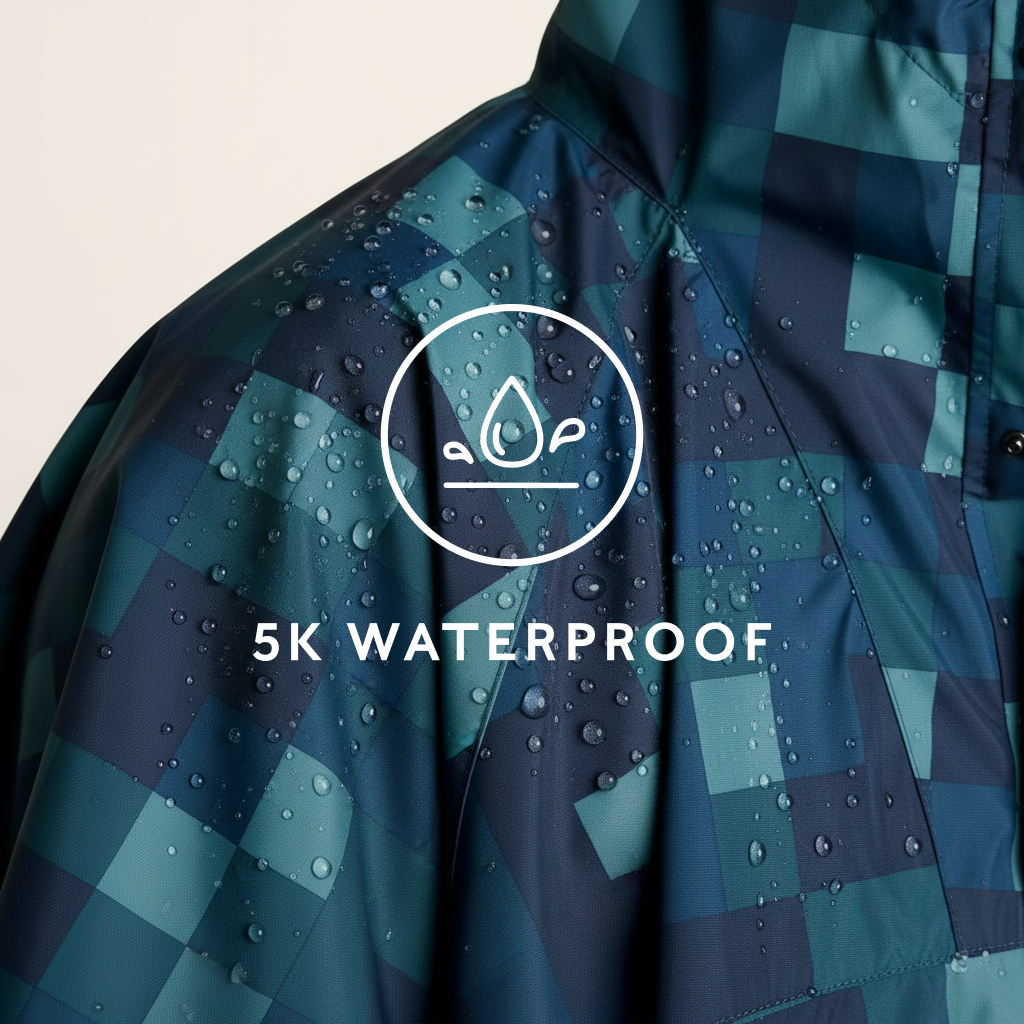 Drench Unisex Waterproof Poncho - Blue Pixel Print - Image 10