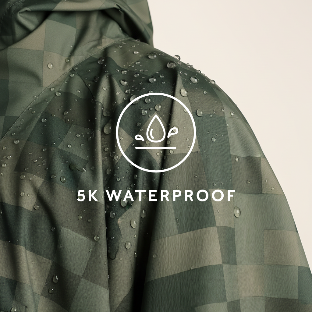 Drench Unisex Waterproof Poncho - Forage Green Pixel Print - Image 9