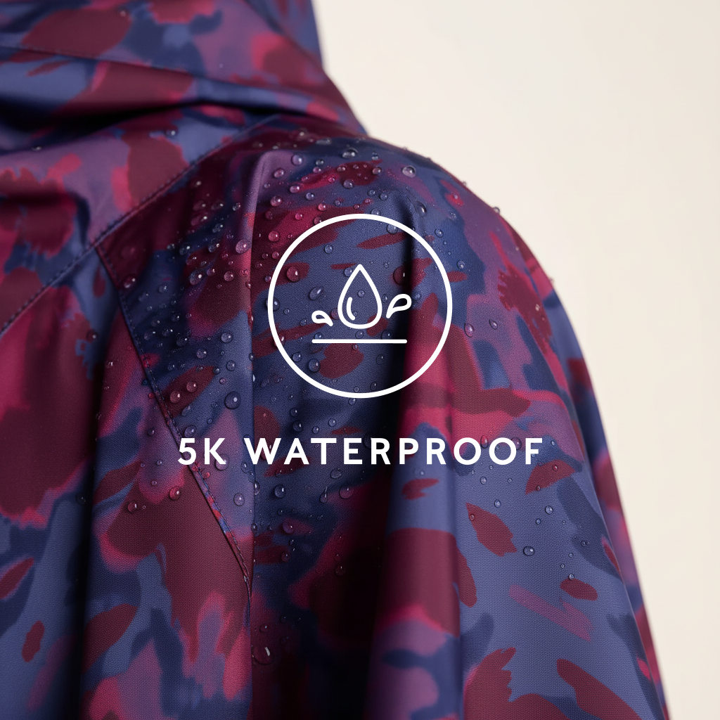 Drench Unisex Waterproof Poncho - Oxford Blue Abstract Print - Image 8