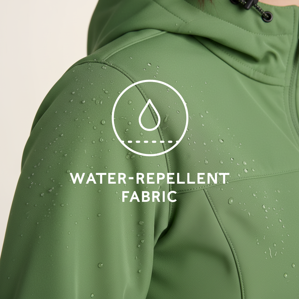 Keld Womens Long Shower Resistant Hooded Softshell Jacket - Dark Matcha - Image 7