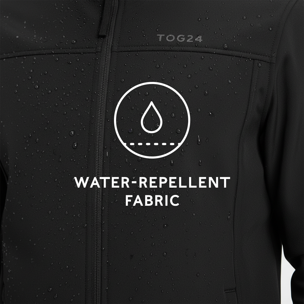 Feizor Mens Shower Resistant Softshell Hooded Jacket - Black - Image 6