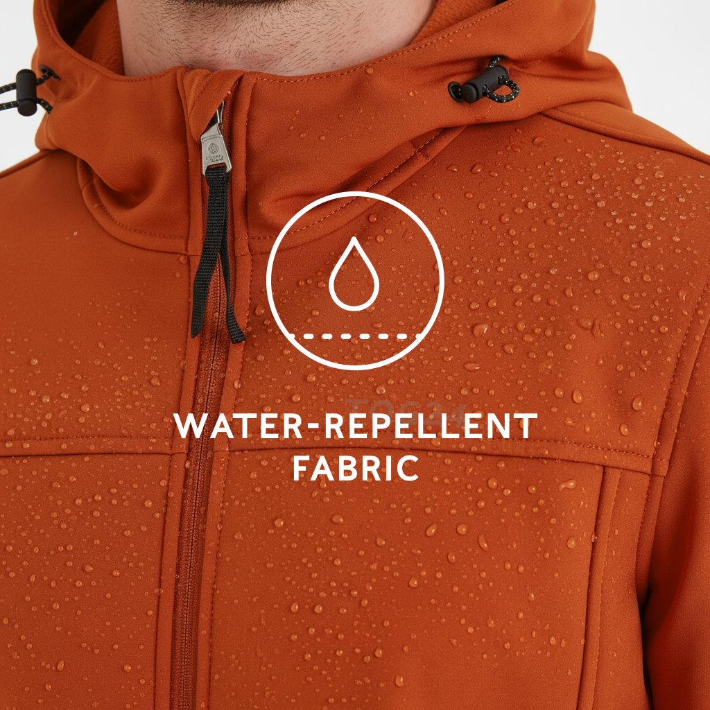 Feizor Mens Shower Resistant Softshell Hooded Jacket - Burnt Orange - Image 9