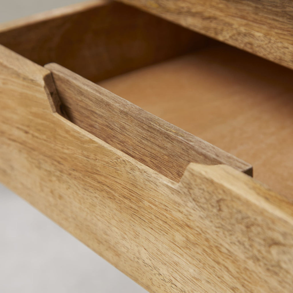 Rustic Mango Wood Bedside Table with 2 Drawers - Image 6