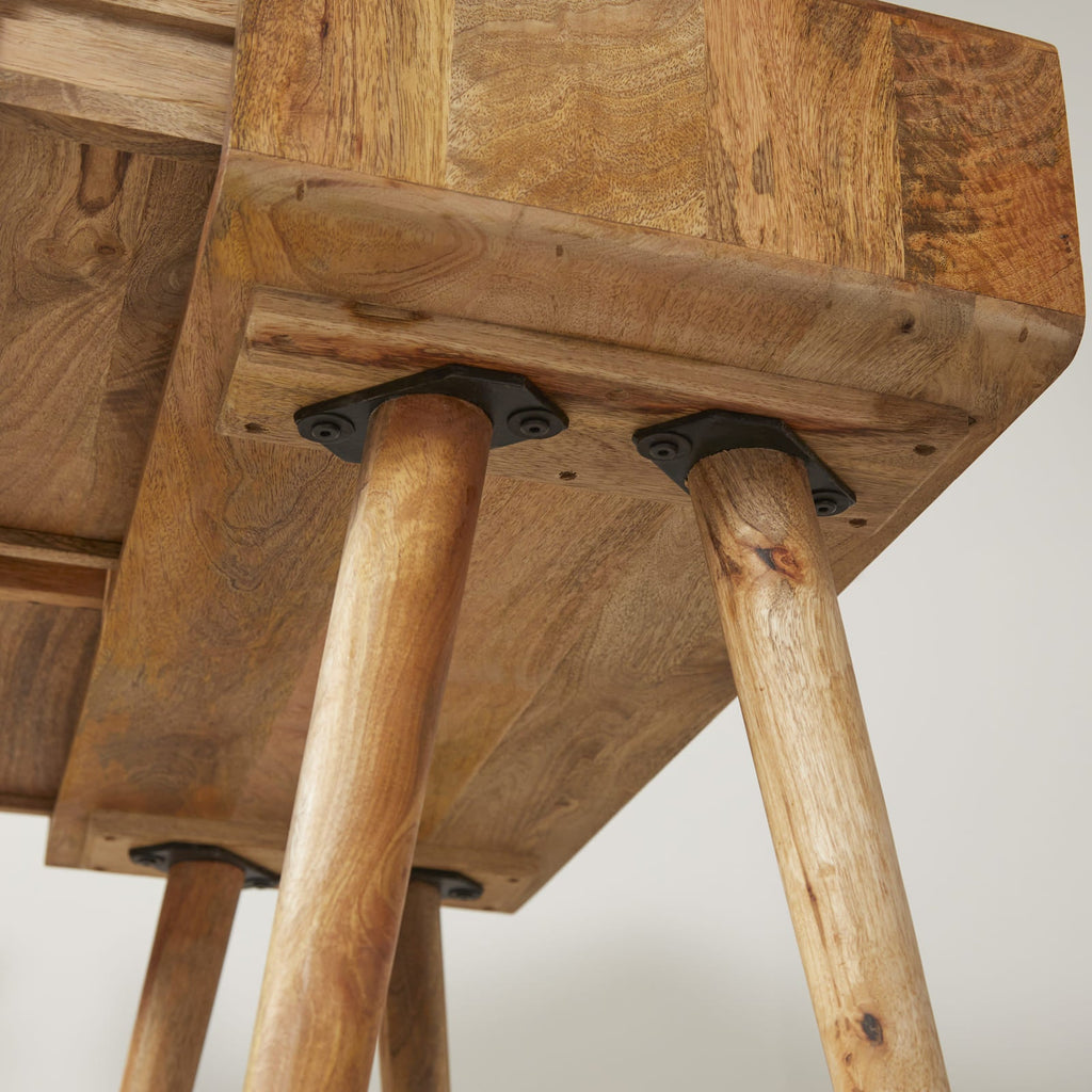 Rustic Mango Wood Bedside Table with 2 Drawers - Image 3
