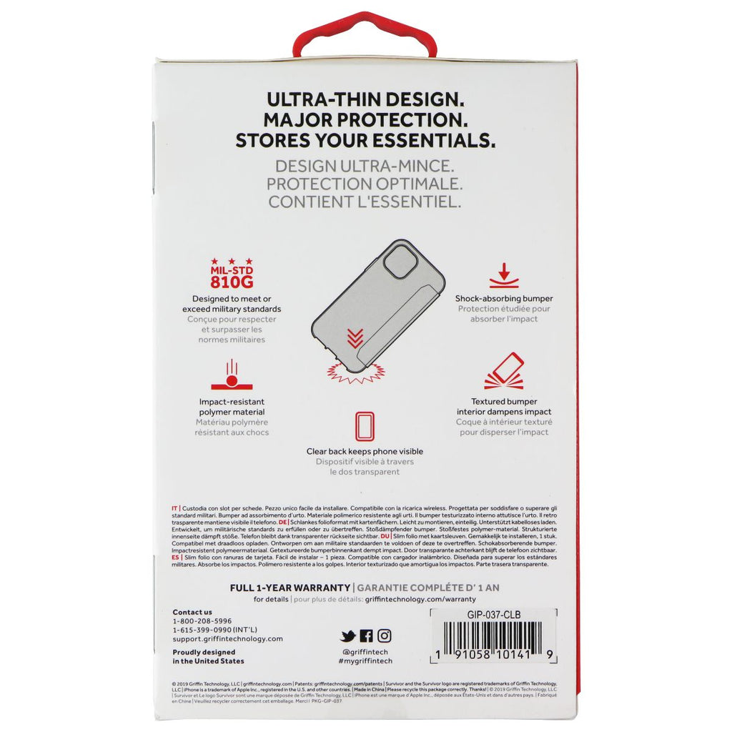 Griffin Survivor Clear Wallet Case for Apple iPhone 11 Pro - Clear/Black - New - Image 2