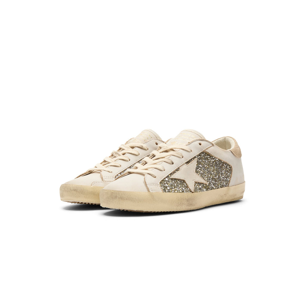 Golden Goose Super Star Glitter And Leather Upper (White/Platinum/Beige) - Image 3
