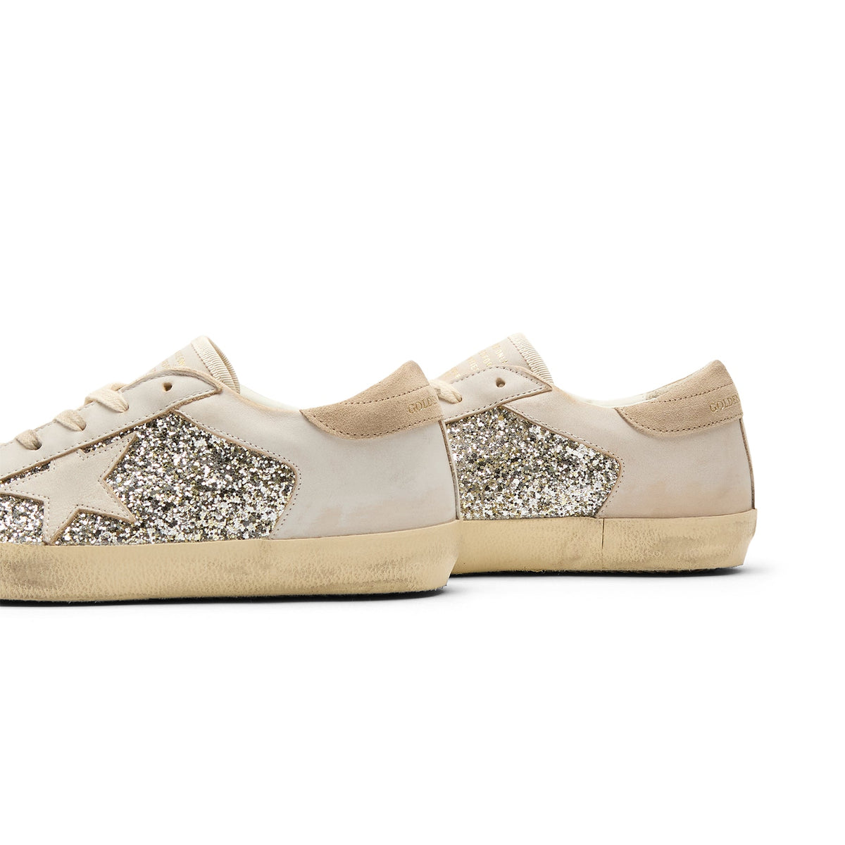 Golden Goose Super Star Glitter And Leather Upper (White/Platinum/Beige) - Image 4