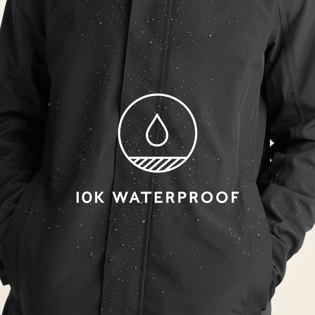 Glenton Mens Long Waterproof Jacket - Black - Image 10