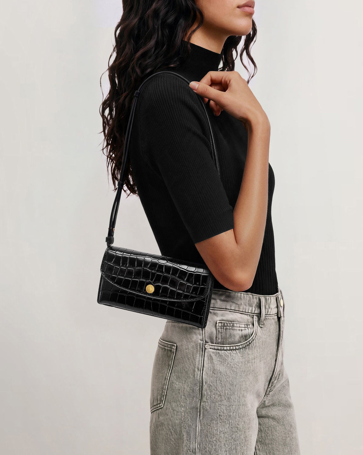 Croc-Embossed Crossbody Wallet - Image 2