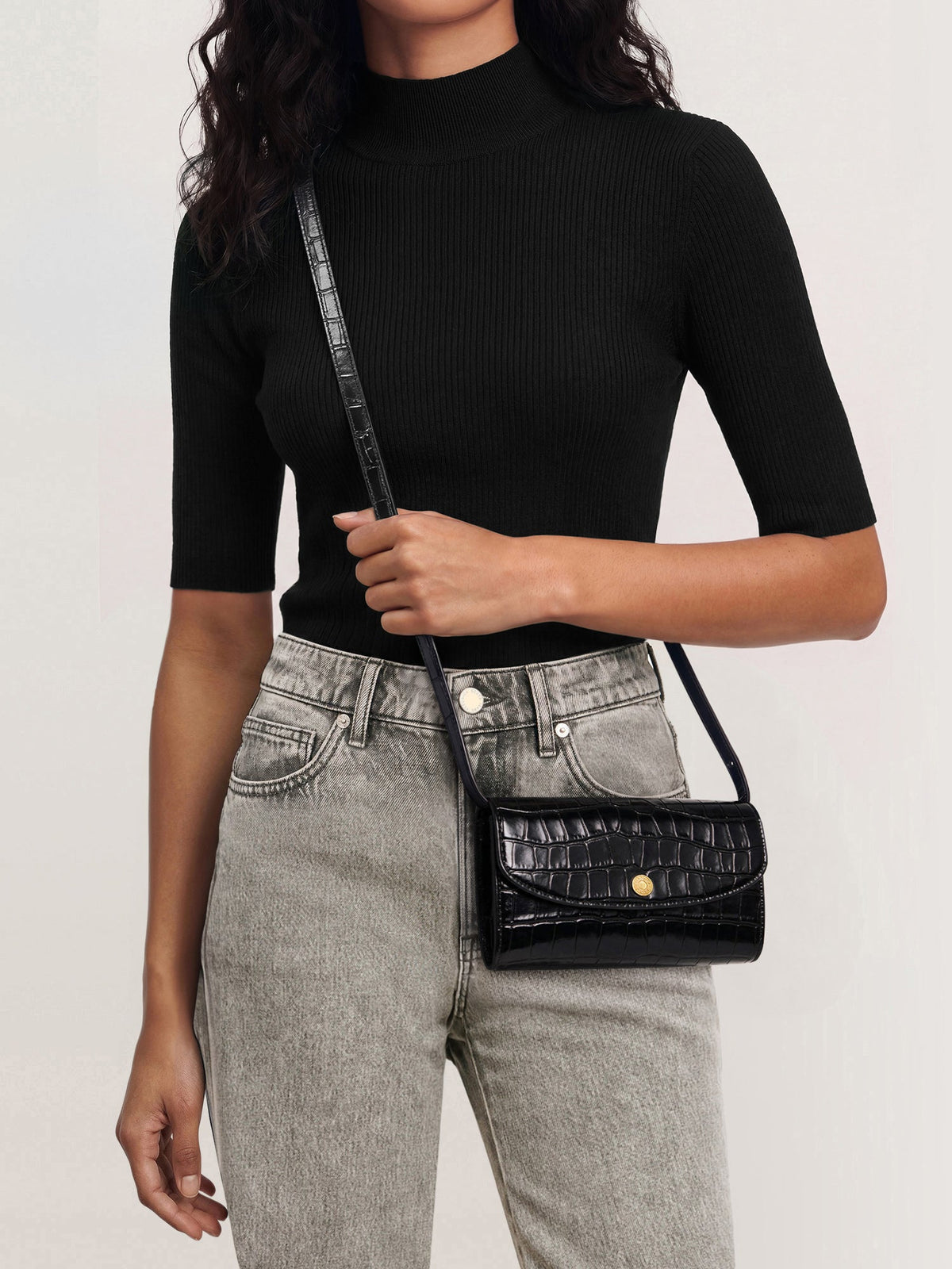 Croc-Embossed Crossbody Wallet - Image 6