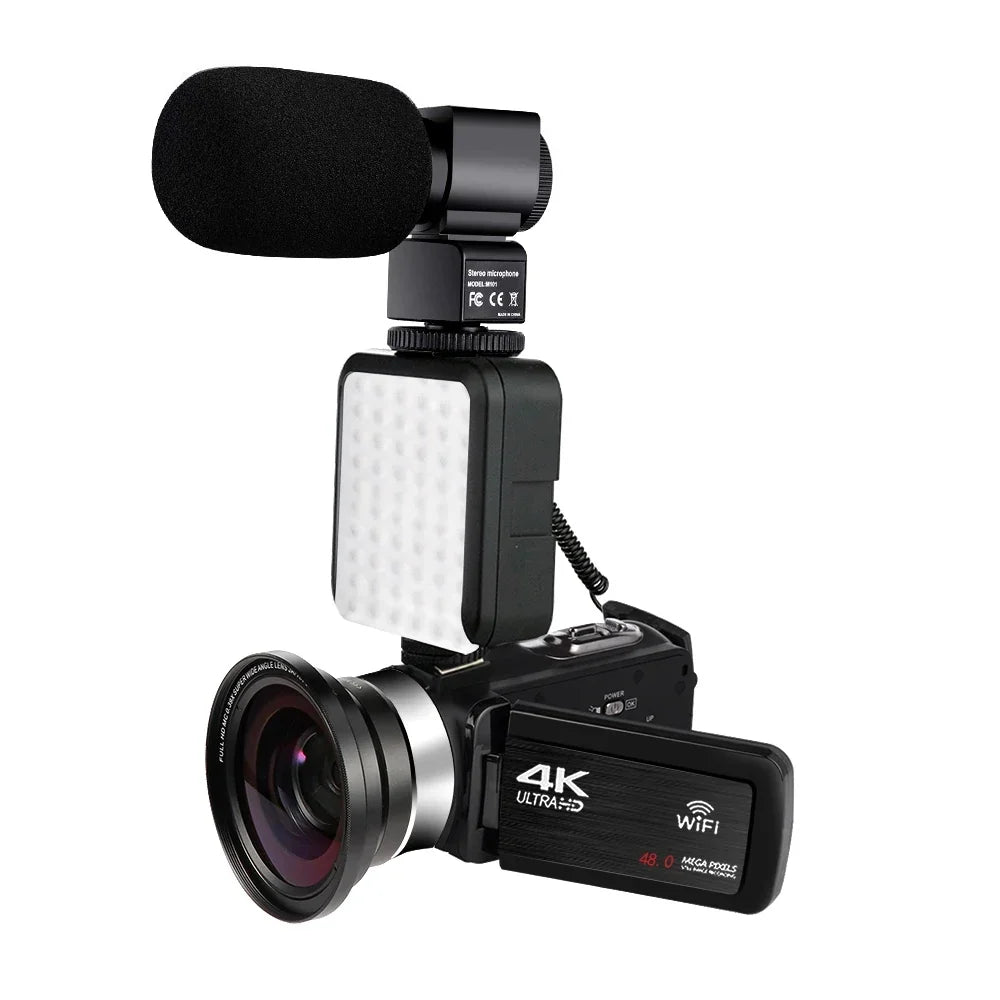 KOMERY 4K WiFi Video Camcorder - AF1 Mic Lens Light