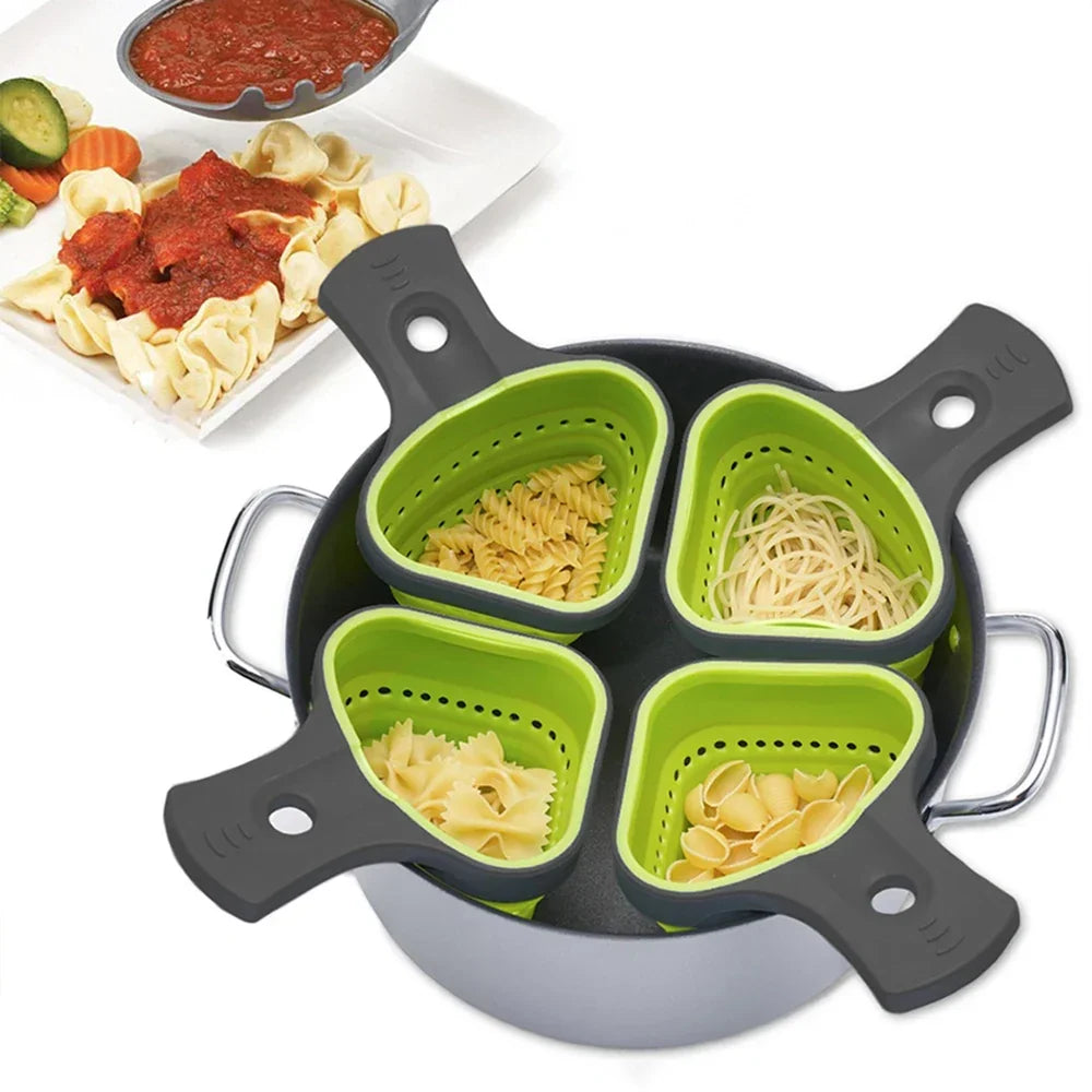 Foldable Silicone Pasta Colander Strainer