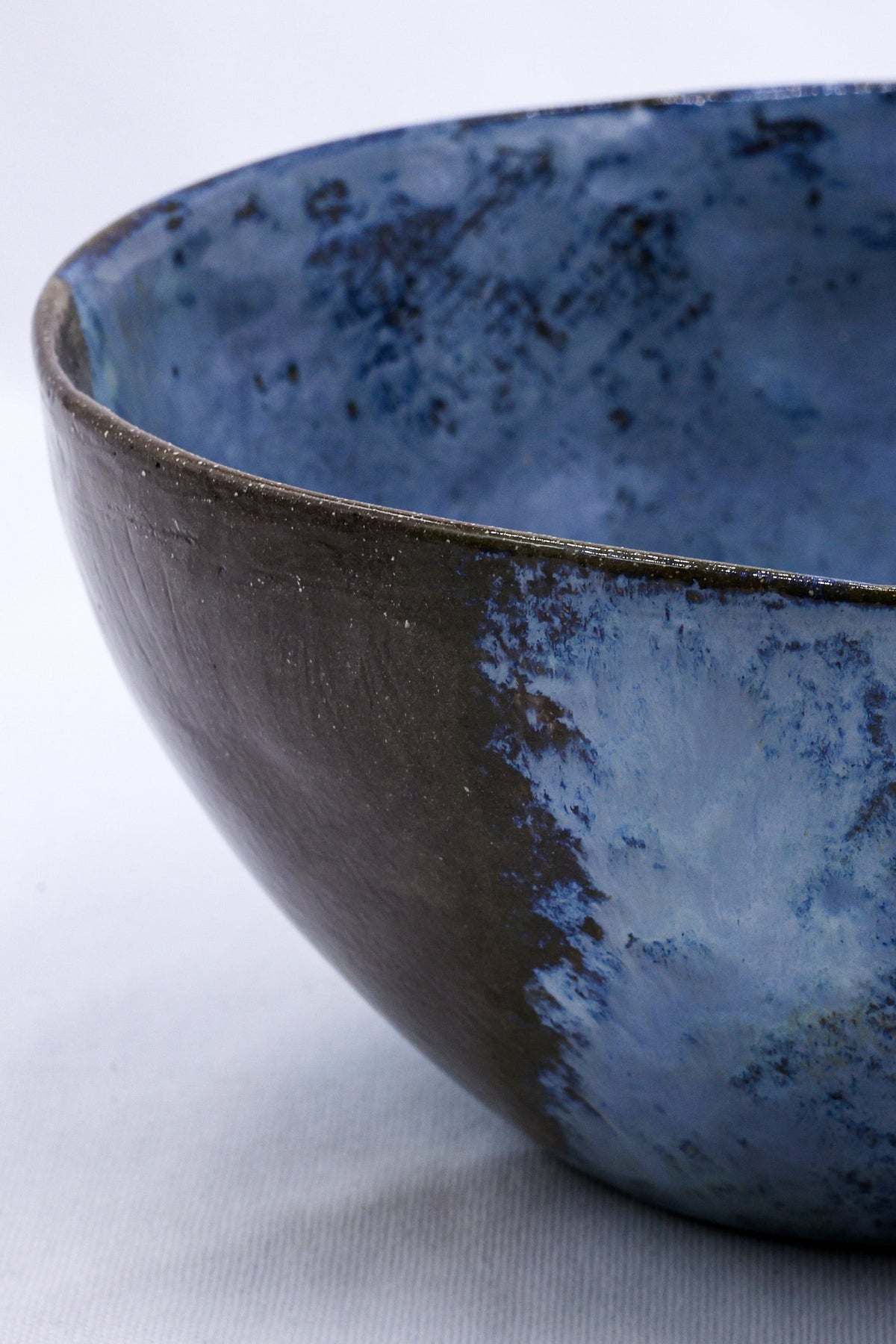 Large Smoked Grey Cold Aegean Fade Handmade Ceramic Stoneware Dinner Bowl - Image 3