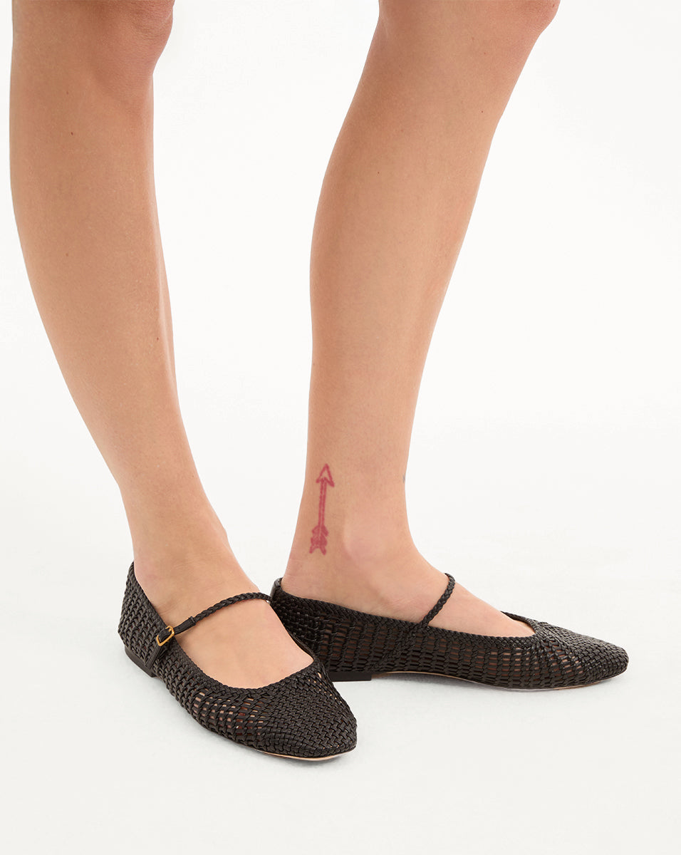 Ellie Woven-Leather Flat - Image 2