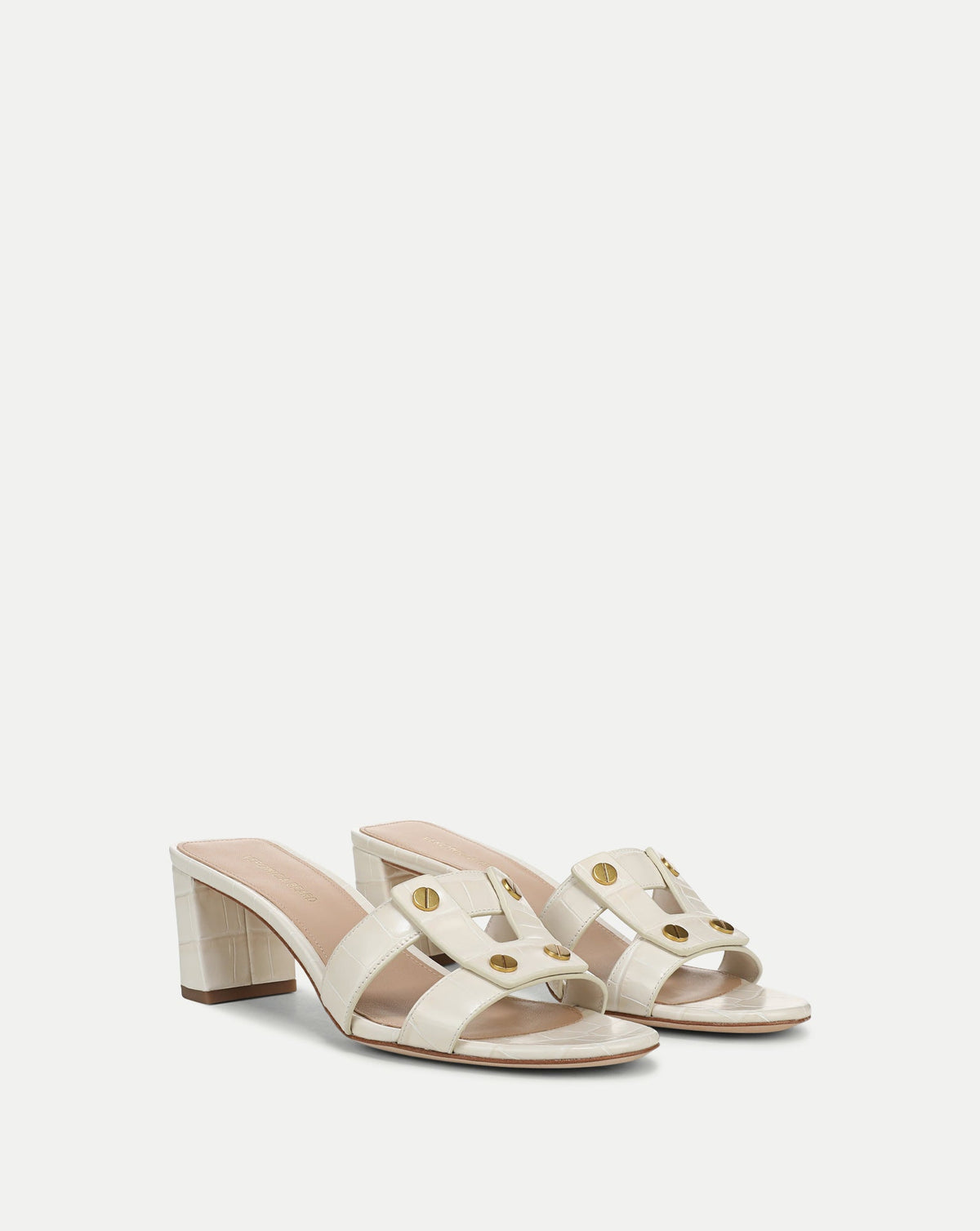 Via Croc-Embossed Mid-Heel Sandal - Image 3