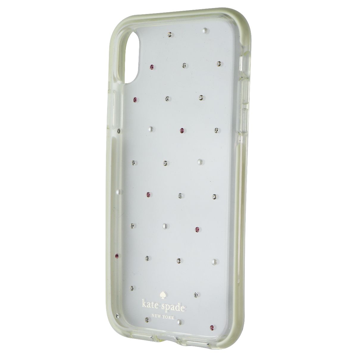 Kate Spade Defensive Hardshell Case for Apple iPhone XR - Clear / Pin Dot Gems - New