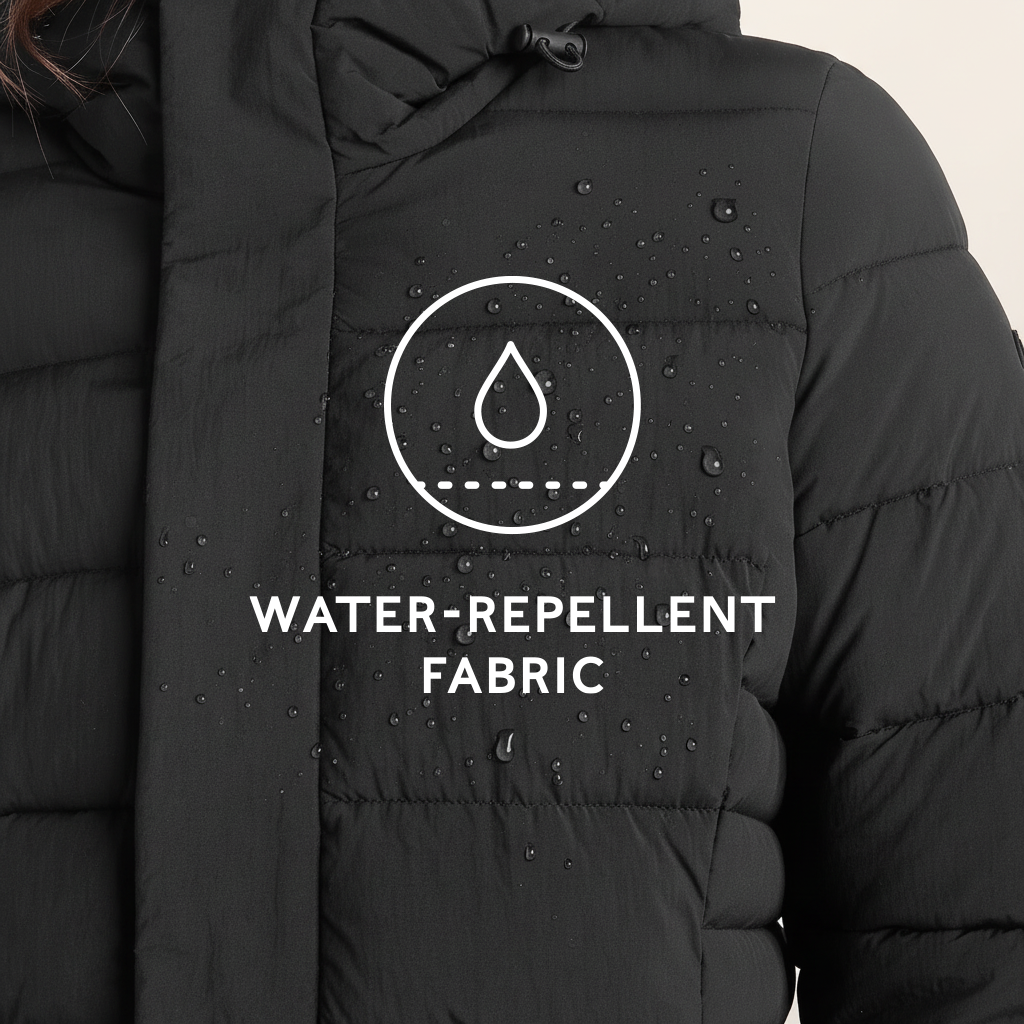 Kirkham Womens Long Shower Resistant Insulated Jacket - Black - Image 8