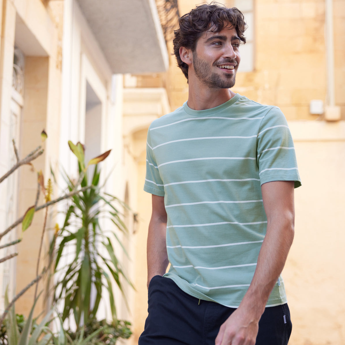 Morar Mens 100% Cotton Supersoft T-Shirt - Summer Sky Stripe - Image 2