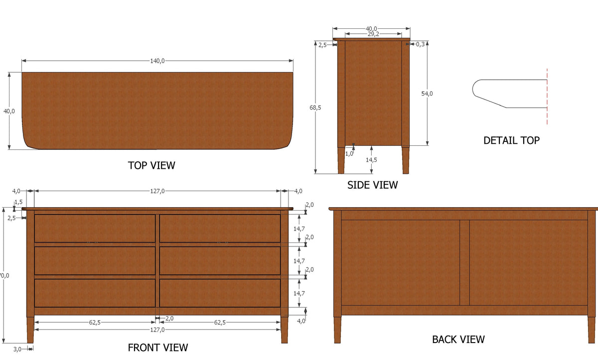 Norway Oak 6 Drawer Chest of Drawers - Image 3
