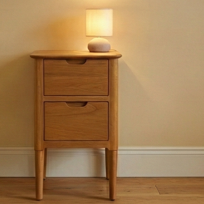 Norway Narrow Oak Bedside Table (Damaged) - Image 5