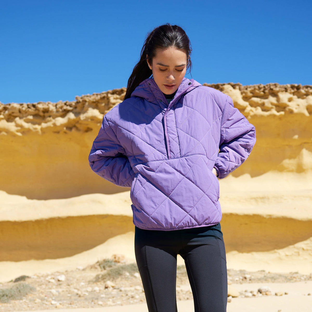 Nanford Womens Oversized Shower Resistant Diamond Quilted Jacket - Orchid - Image 2