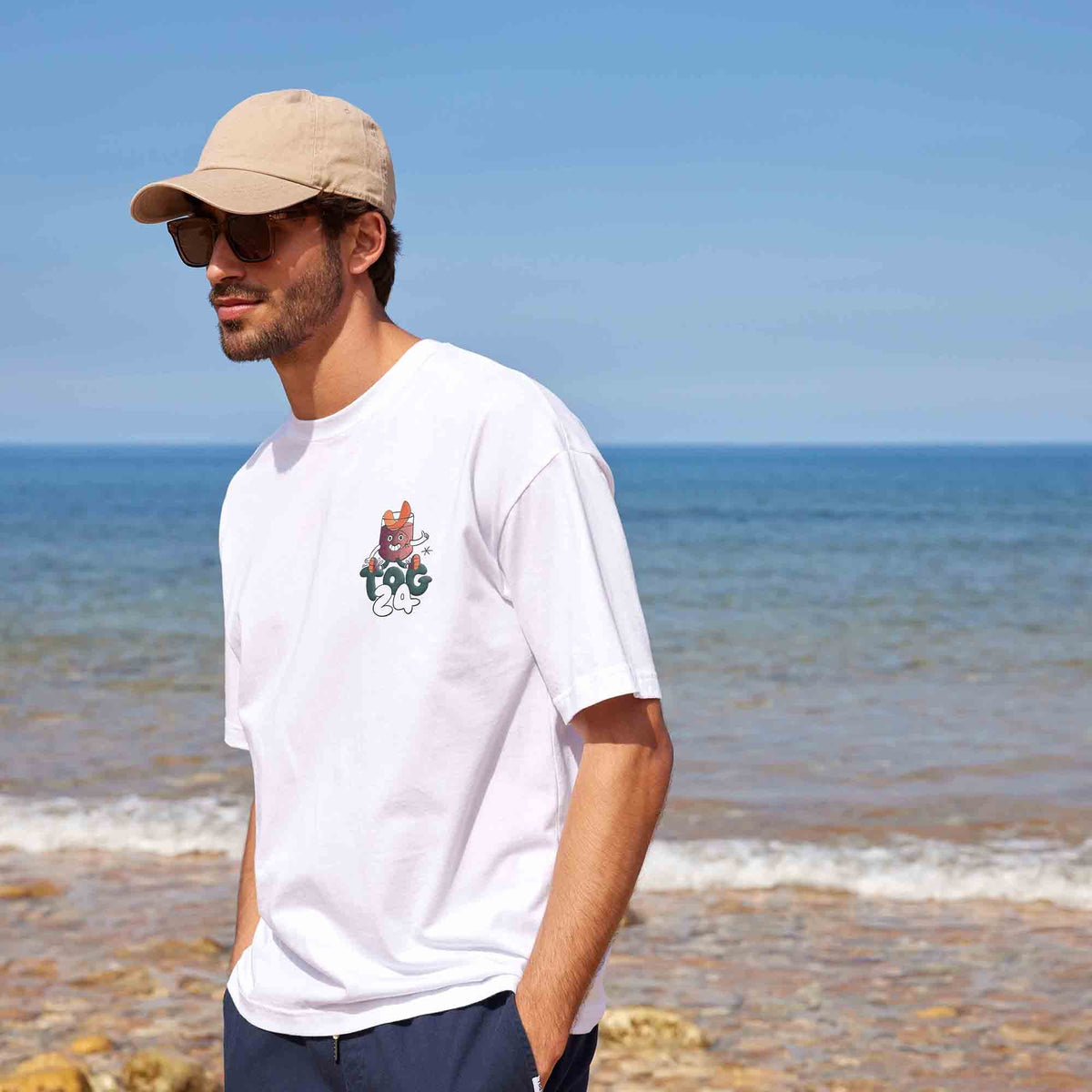 Negroni Mens Relaxed Fit 100% Cotton Supersoft Hattie Clark T-Shirt - Optic White - Image 2