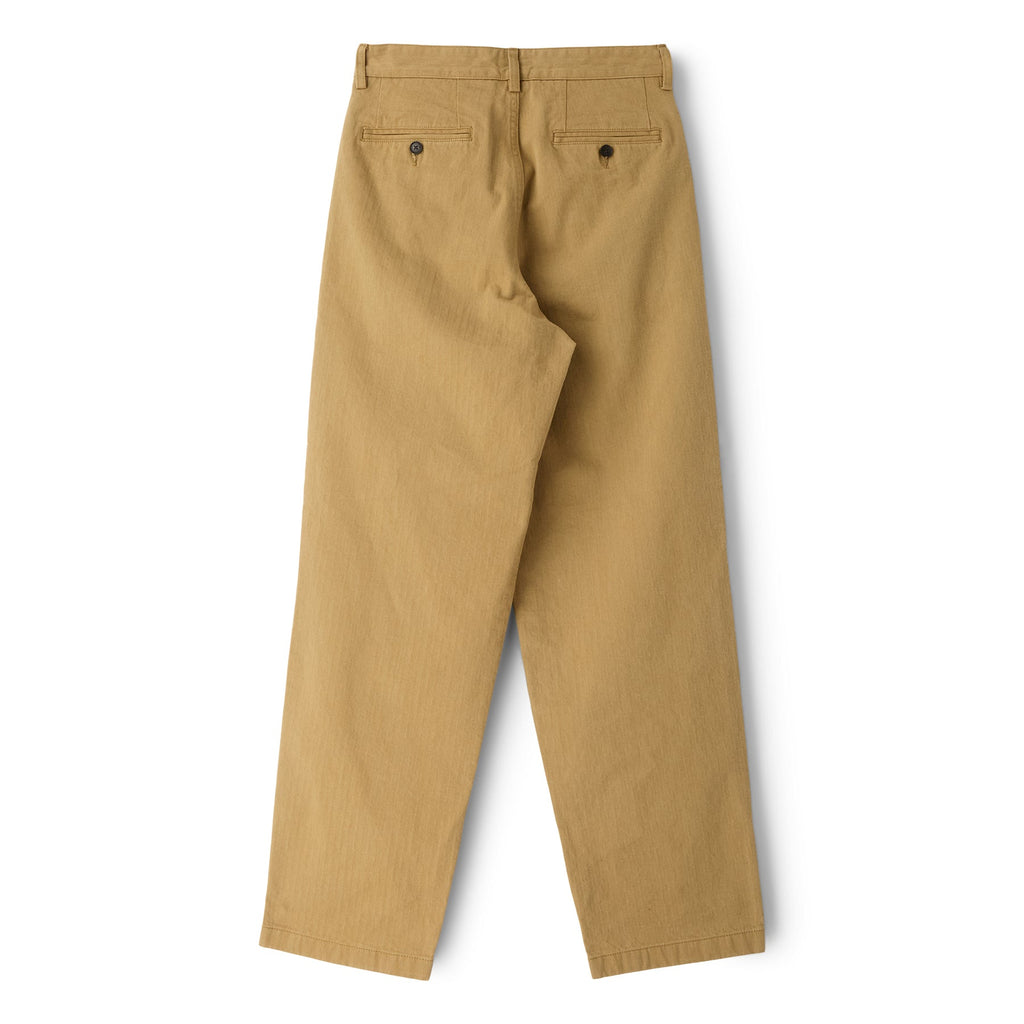 Noah Double-Pleat Herringbone Pant (Khaki) - Image 2