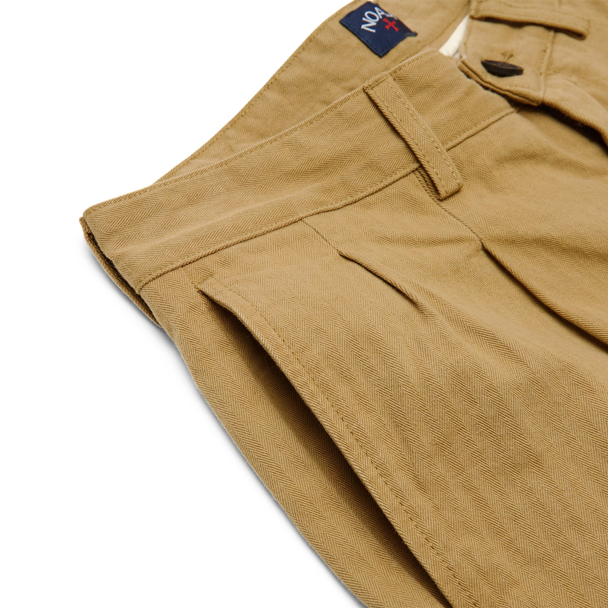 Noah Double-Pleat Herringbone Pant (Khaki) - Image 4