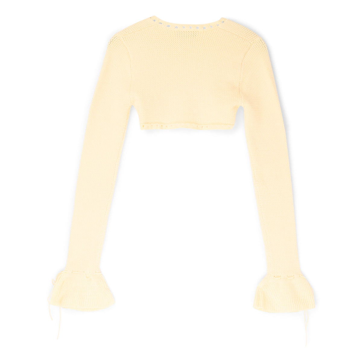 Danielle Guizio Crochet Ruffle Sleeve Bolero (Honey butter) - Image 2