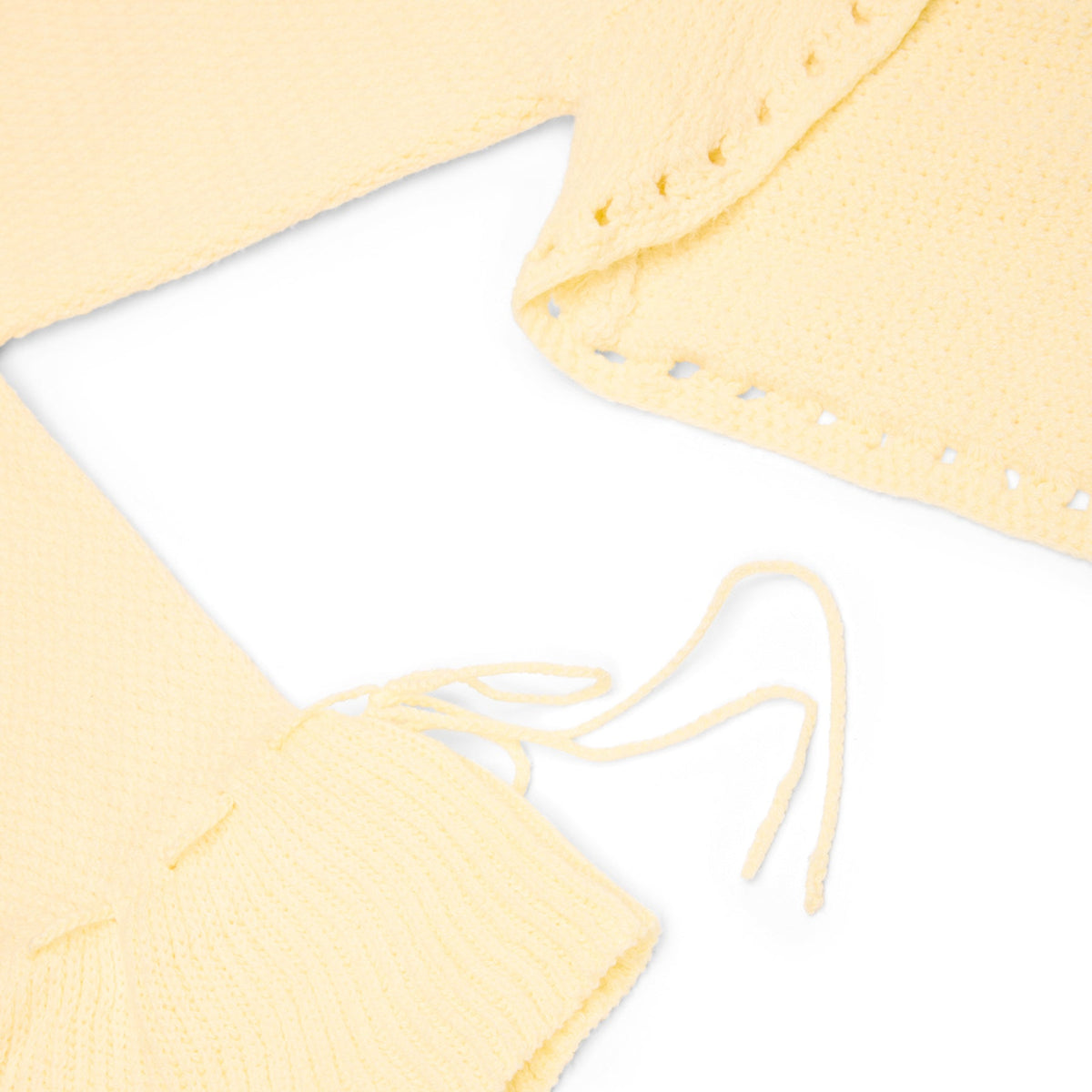 Danielle Guizio Crochet Ruffle Sleeve Bolero (Honey butter) - Image 4