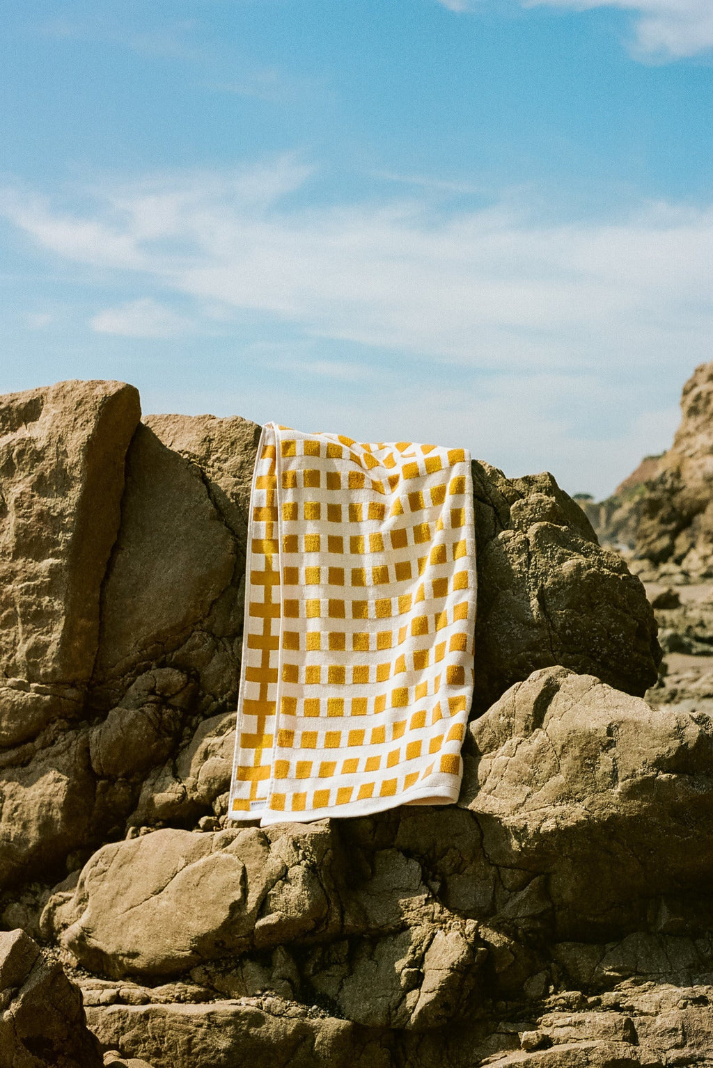 Capri Check Beach Towel - FINAL SALE (Marigold with Natural) - Image 5