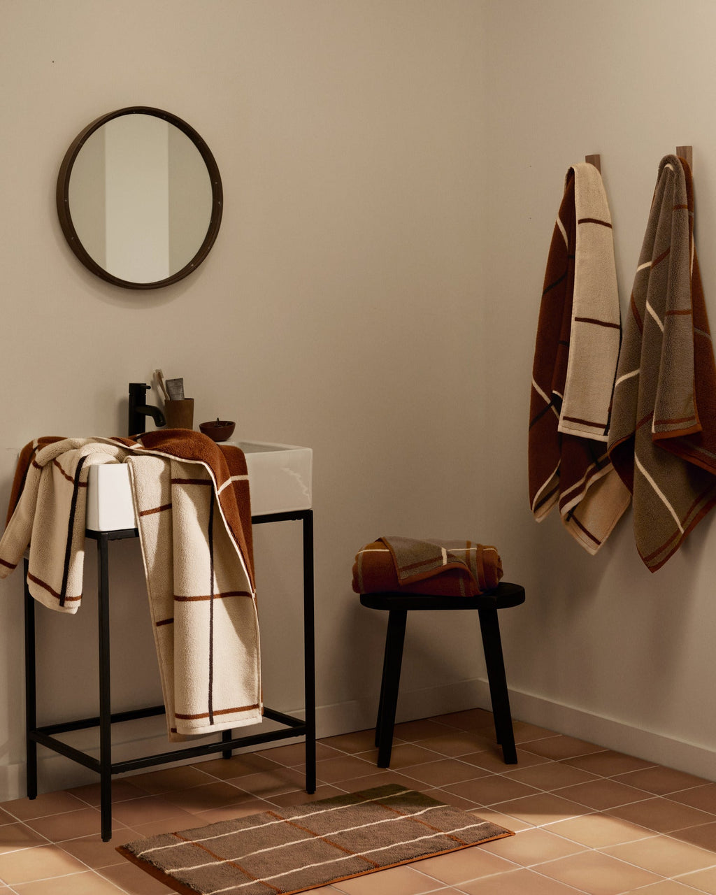 6+6 Organic Plush Bath Bundle - Tobacco Windowpane - Image 4
