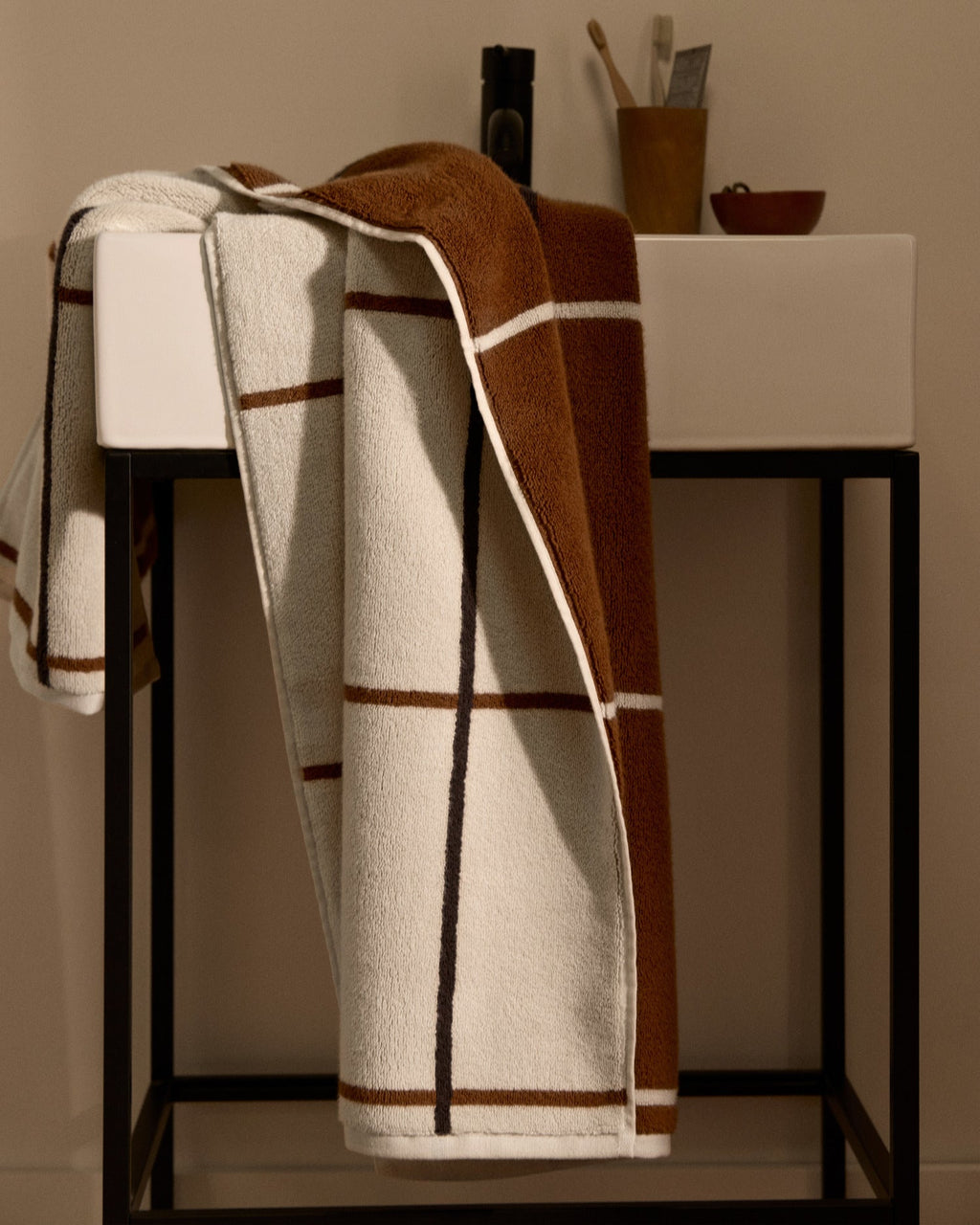 2+2 Organic Plush Bath Bundle - Bone Windowpane - Image 2