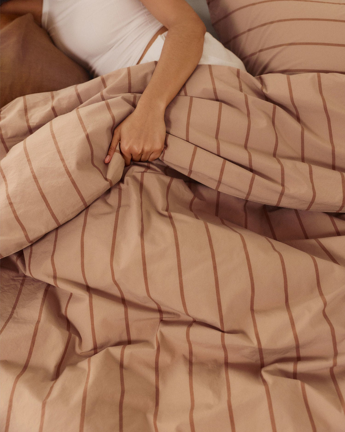 Brushed Cotton Duvet Cover Set - Adobe Stripe F/Q - Image 4