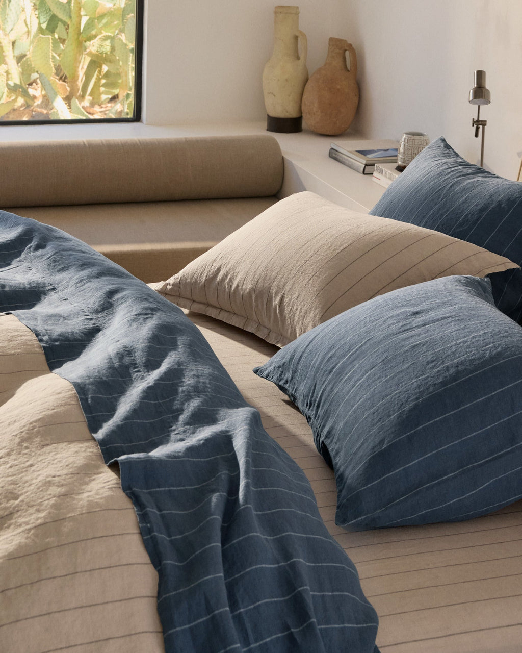 Linen Fitted Sheet (Bone Stripe) - Image 5