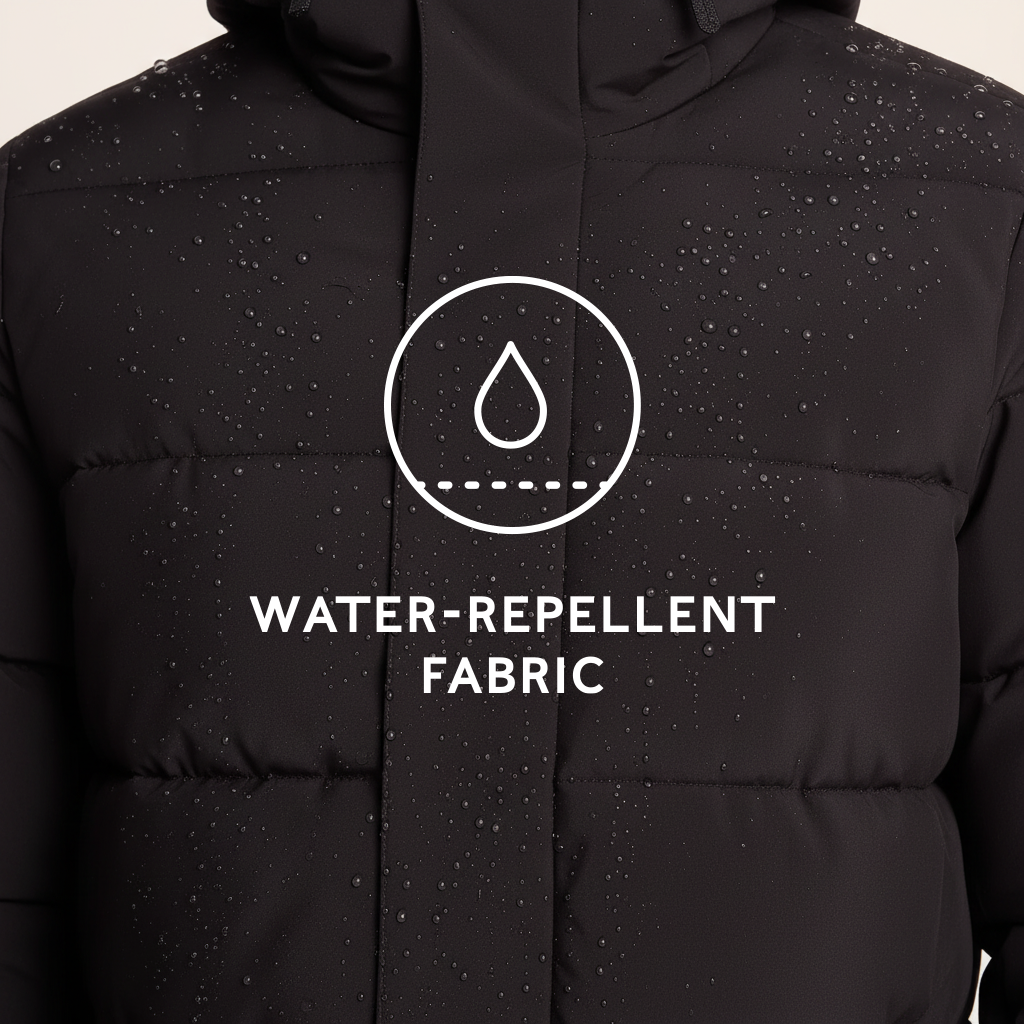 Preece Mens Long Shower Resistant Insulated Jacket - Black - Image 9
