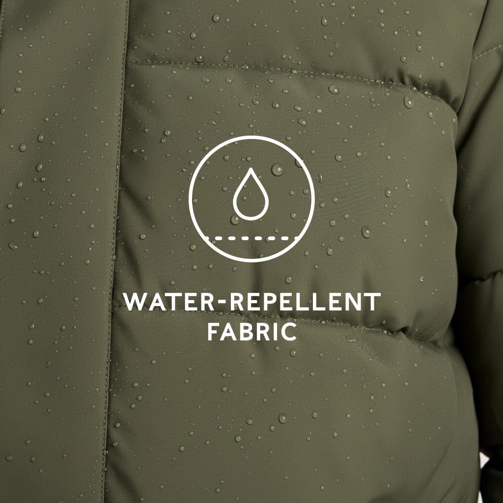 Preece Mens Long Shower Resistant Insulated Jacket - Khaki - Image 7