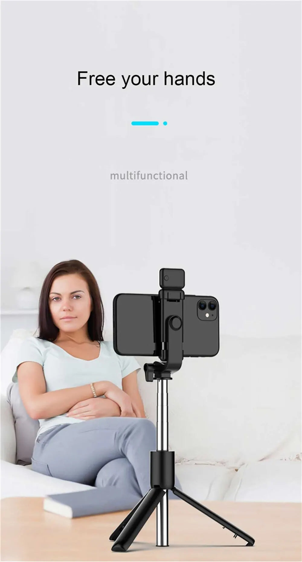 3-in-1 Selfie Stick Bluetooth Remote Tripod - Image 8