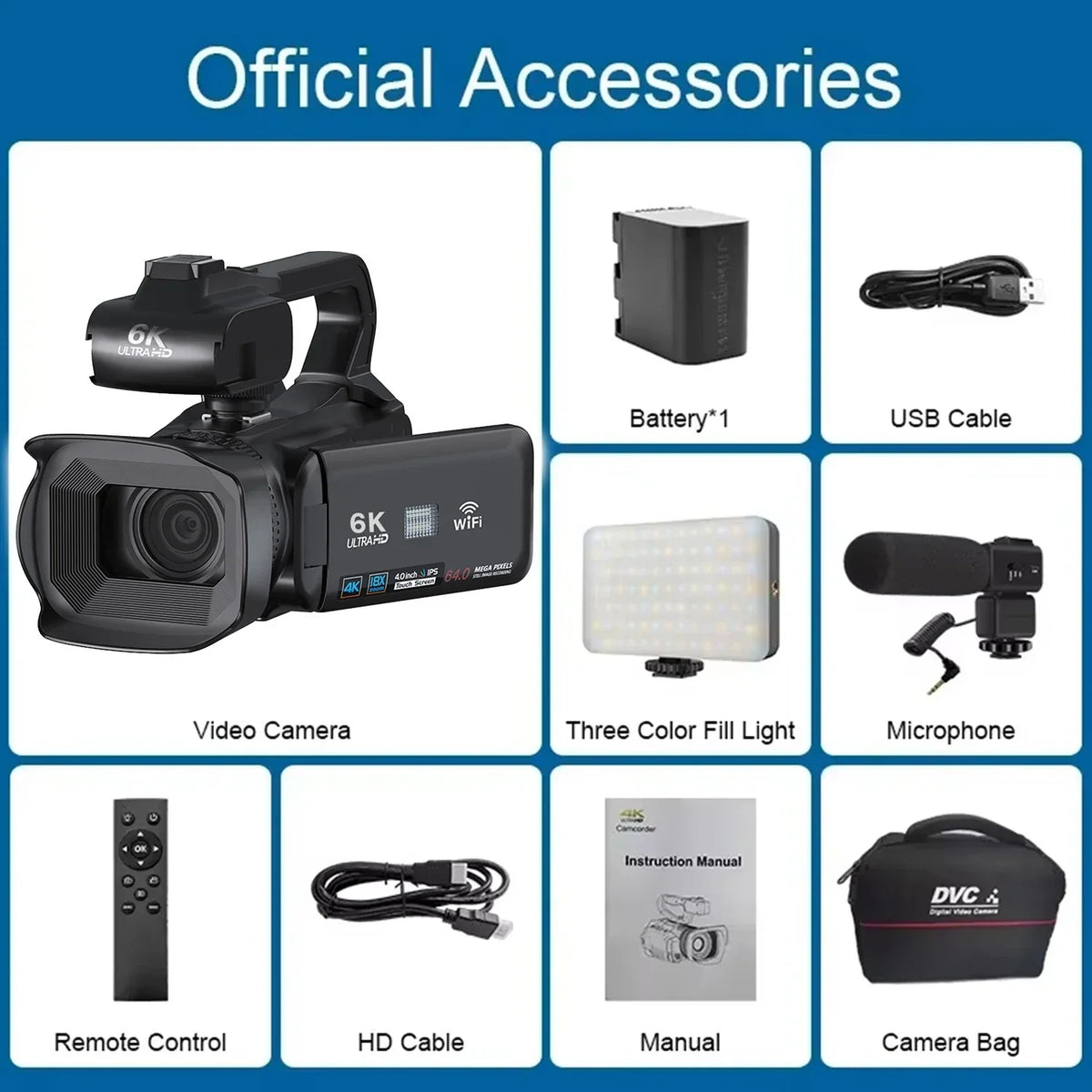 6K Professional Video Camera - Light-microphone