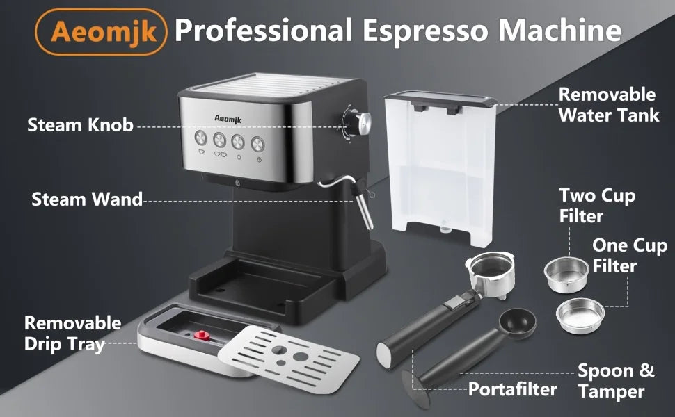 Aeomjk 20 Bar Semi-Automatic Espresso Machine - Image 8