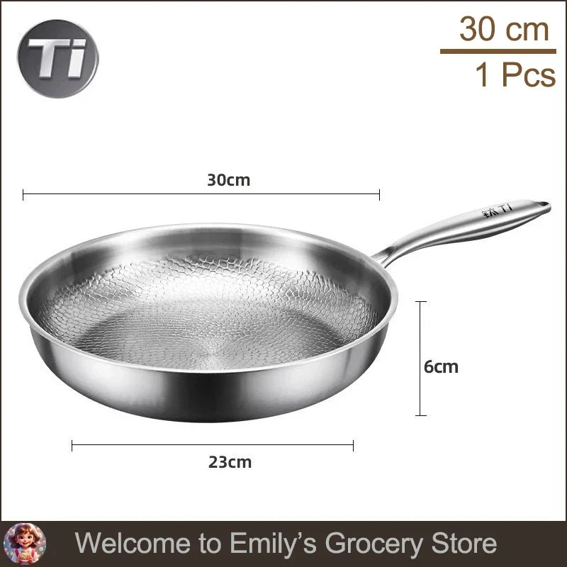Titanium Frying Pan Thickened Non-Stick Non-Coating Hammer Pattern Fried Steak Pan Gas Stove Pot Induction Kitchen - Image 25