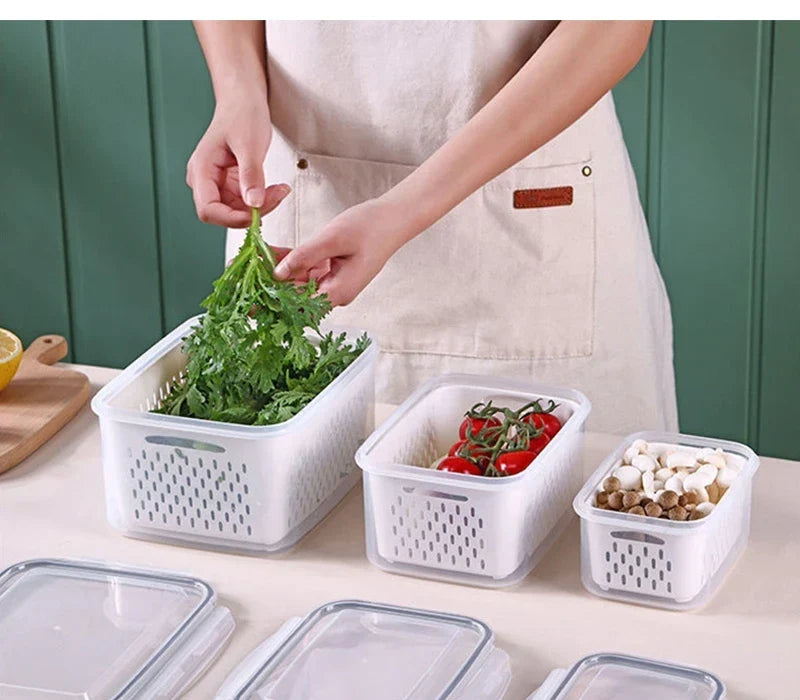 Multipurpose Refrigerator Storage Container with Drain Basket - Image 16